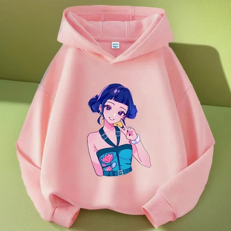 K-pop Demon Hunters Long Sleeve Hoodie for Boys Girls Saja Print Hooded Jacket Children's Fashion Pullover Top Outerwear