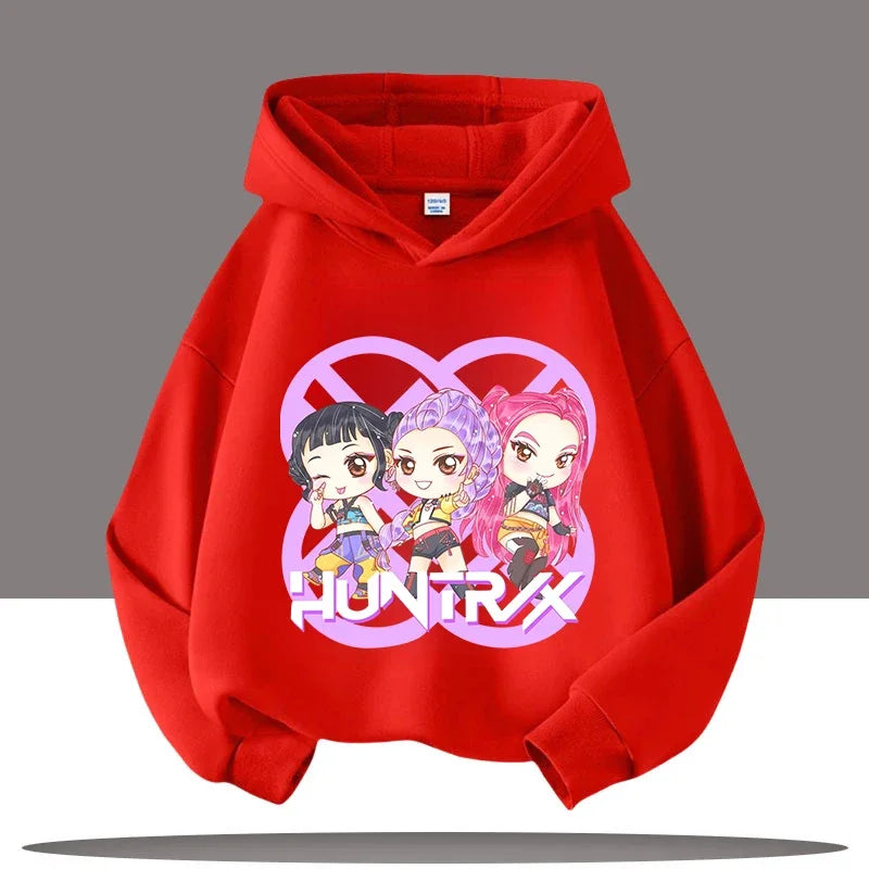 K-pop Demon Hunters Hoodies Boys Girls Long Sleeve Outerwear Saja Boys Print Hooded Coat for Children Fashion Pullover Kids Tops