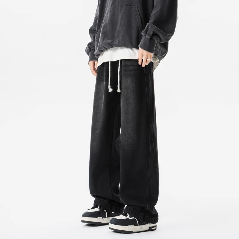 Men Vintage Straight Wide Leg Jeans Retro Loose Casual Denim Trousers Man Women Streetwear Jeans Pants Neutral Baggy Jeans