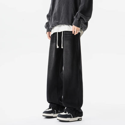 Men Vintage Straight Wide Leg Jeans Retro Loose Casual Denim Trousers Man Women Streetwear Jeans Pants Neutral Baggy Jeans