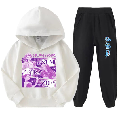 kpop demon hunters Kids sets For Fantasy Lovers: Kids Hunter Witch Squad Full Sleeve Hoodie Set