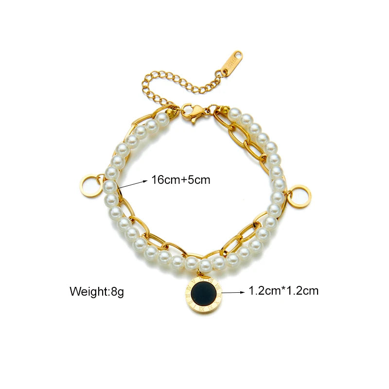 MEYRROYU 316 Stainless Steel Vintage Green Stone Heart Tassel Multilayer Charm Bracelet for Women Wedding Jewelry Beach брелок