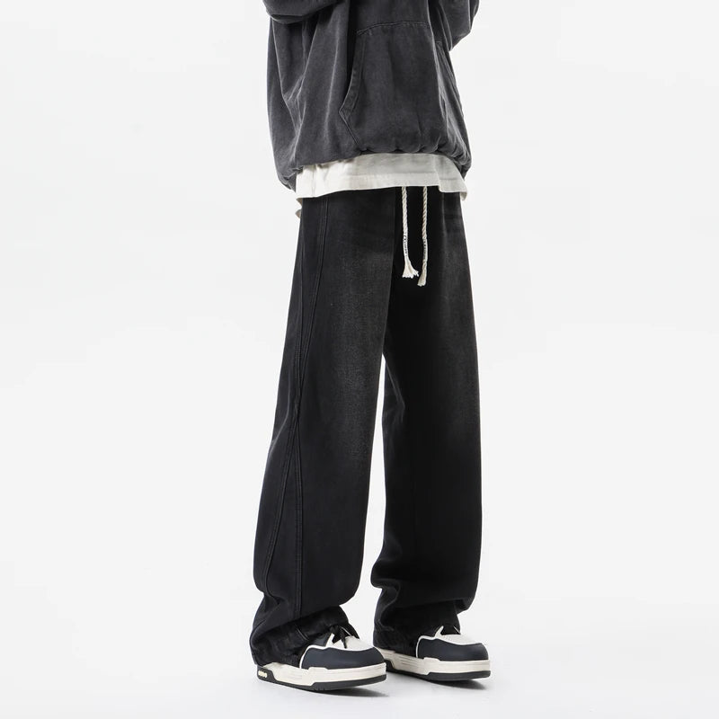 Men Vintage Straight Wide Leg Jeans Retro Loose Casual Denim Trousers Man Women Streetwear Jeans Pants Neutral Baggy Jeans