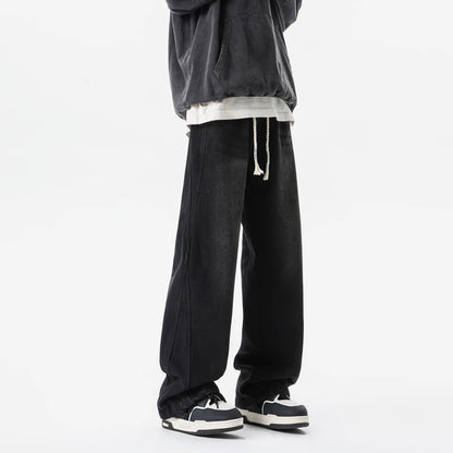 Men Vintage Straight Wide Leg Jeans Retro Loose Casual Denim Trousers Man Women Streetwear Jeans Pants Neutral Baggy Jeans