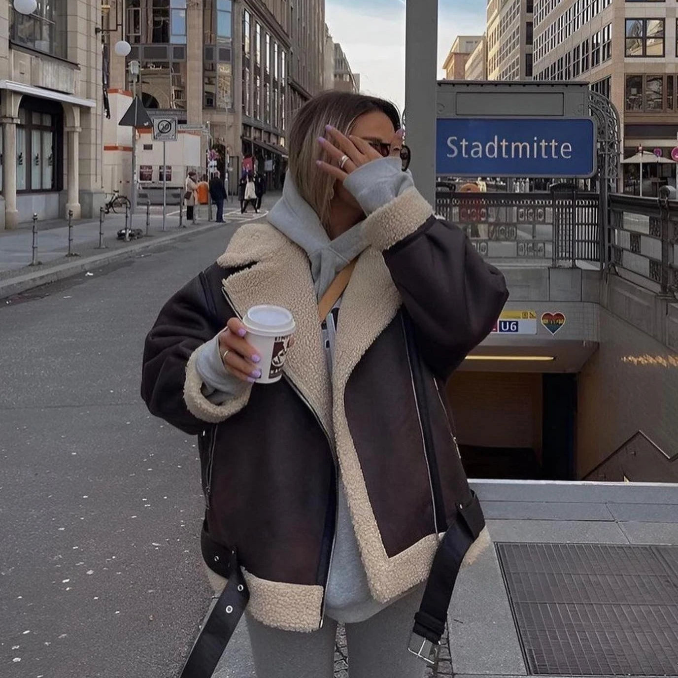 Faux Fur Jacket Zipper Jackets Coat Female Casual Lapel coat