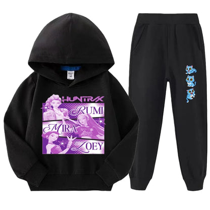 kpop demon hunters Kids sets For Fantasy Lovers: Kids Hunter Witch Squad Full Sleeve Hoodie Set