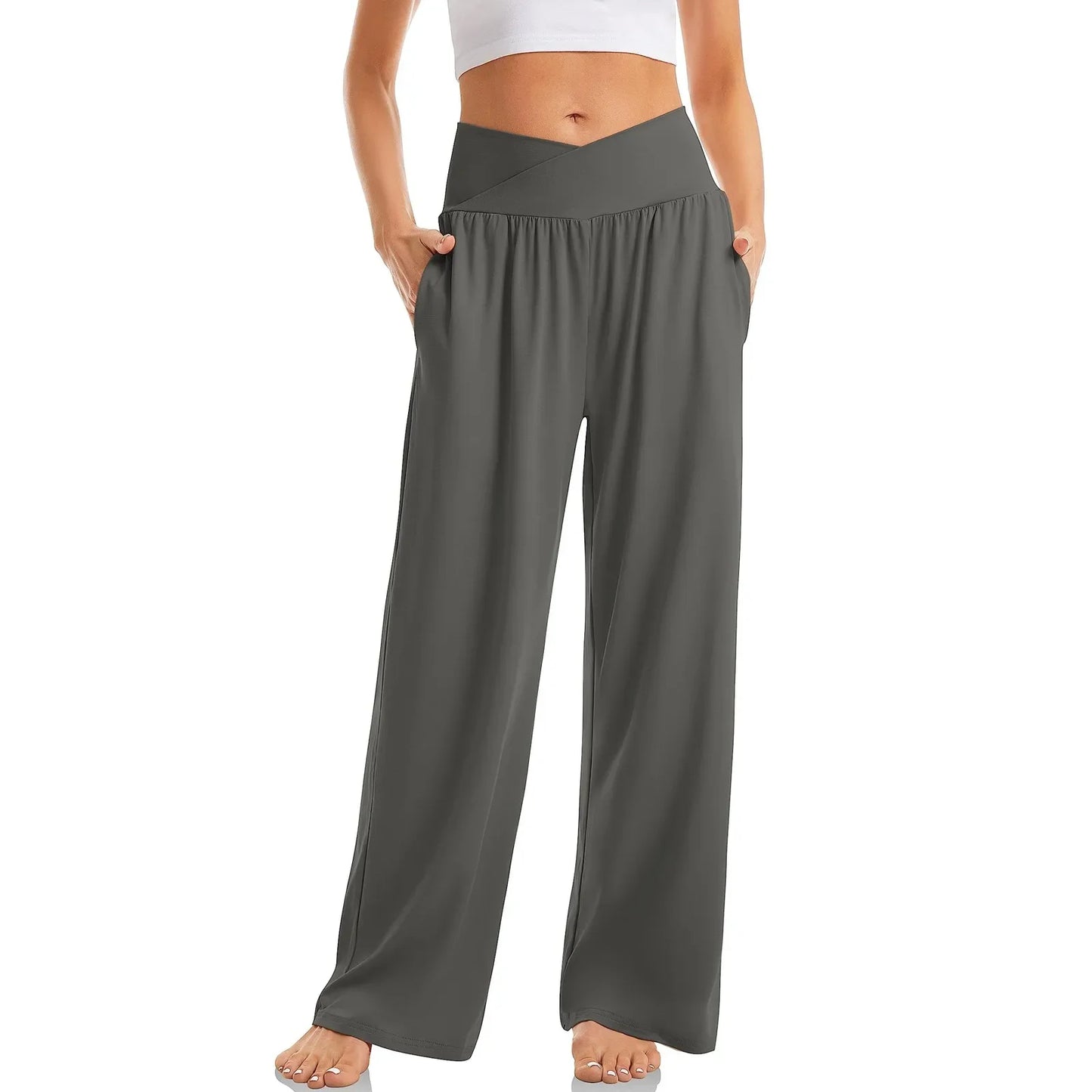 Wide Leg Pants Sweat pants Straight Pants Bottom Plain Fitness Joggers Pants High Waist Travel Basic