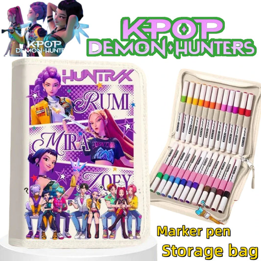 KPop Demon Hunters Mira Zoey Rumi Movie and TV Merchandise Personality Cartoon Mug Special Coloring Pens for Students and Art