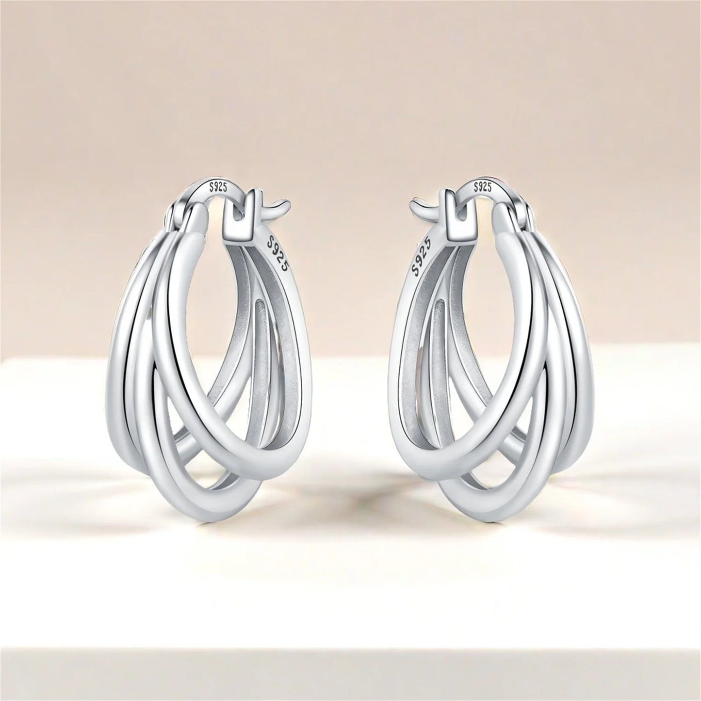 925 Sterling Silver Exquisite Multi-layer Ear Ring Jewelry Versatile Hoop Earrings For Women Jewelry Fine Birthday Party Gift