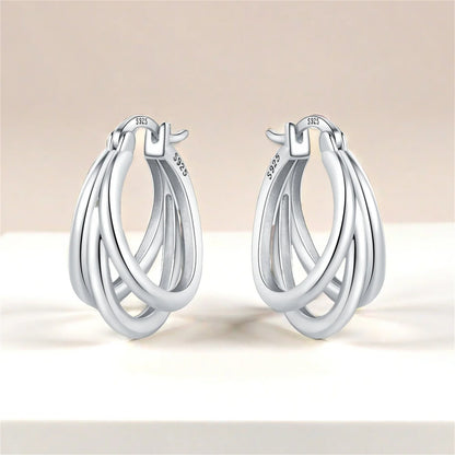 925 Sterling Silver Exquisite Multi-layer Ear Ring Jewelry Versatile Hoop Earrings For Women Jewelry Fine Birthday Party Gift