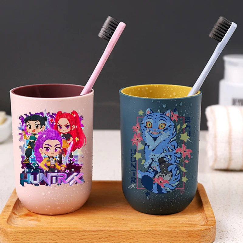 Anime K-pop Demon Hunters Print Bathroom Tumblers Shower Room Products Rumi Mira Zoey Household Merchandises Travel Accessories