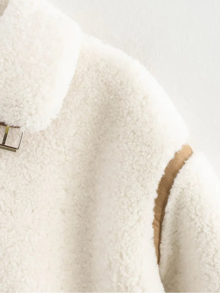 Lamb Wool One Coat European And American Style Lapel Loose