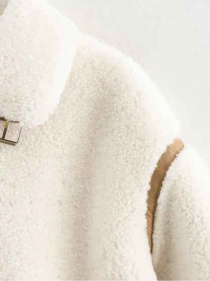 Lamb Wool One Coat European And American Style Lapel Loose