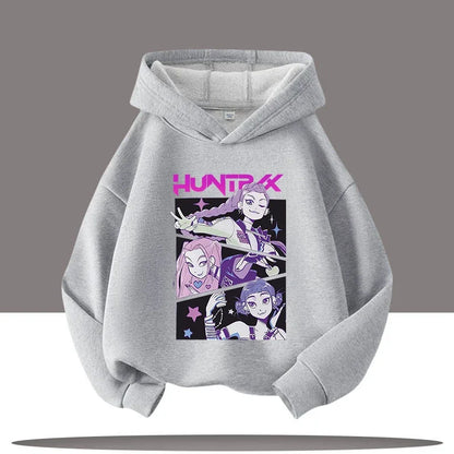 K-pop Demon Hunters Hoodies Boys Girls Long Sleeve Outerwear Saja Boys Print Hooded Coat for Children Fashion Pullover Kids Tops