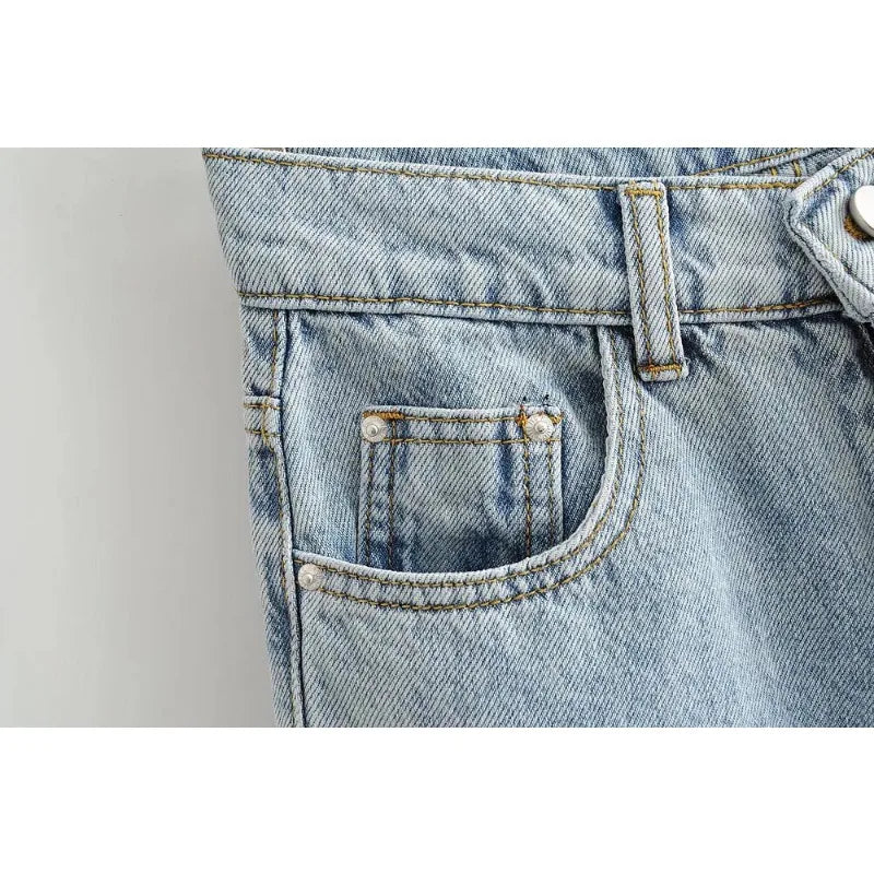 Women's High Waist Jeans Spring Fall Relaxed Straight Leg Raw Hem Floor-Length Vintage Inspired Daily Uniform