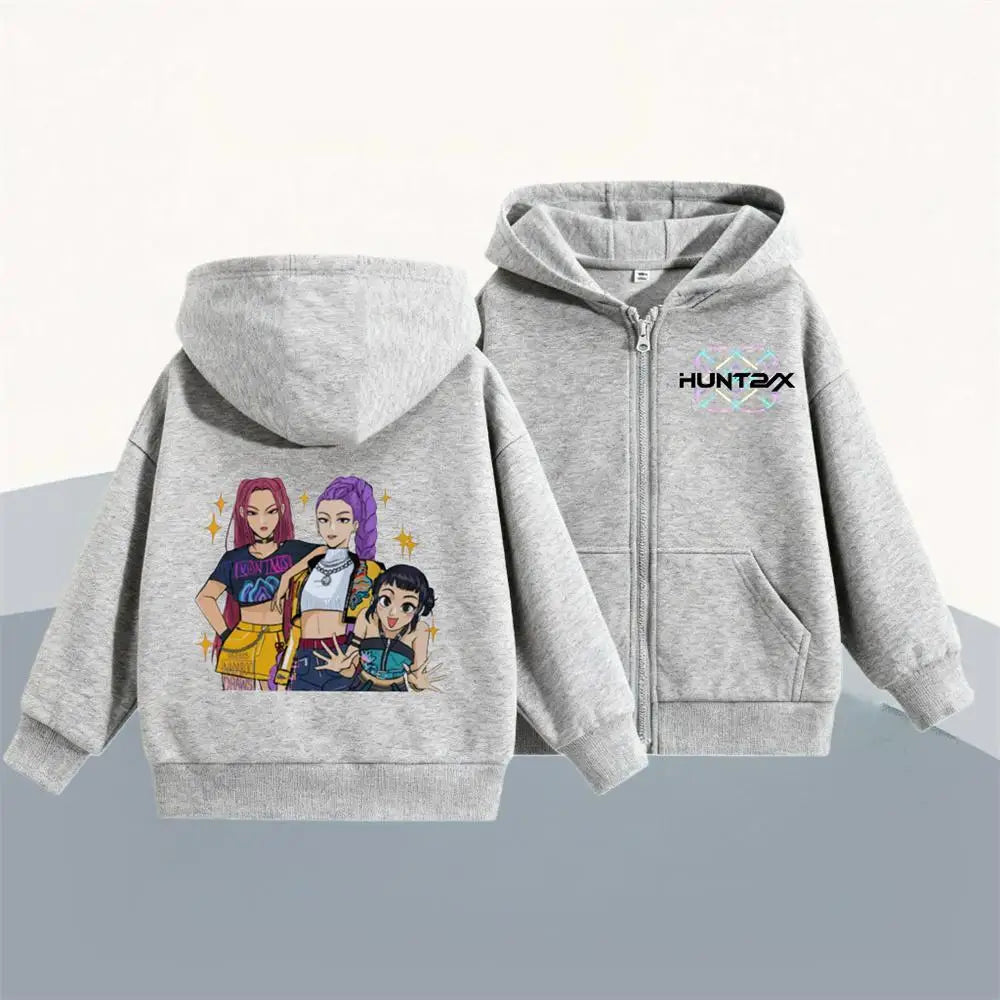 KPop Demon Hunters Hoodies Popular Clothes Long Sleeve Hooded Tops Outerwear New Design Loose Casual Fashion Sweatshirts Coats