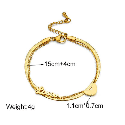 MEYRROYU 316 Stainless Steel Vintage Green Stone Heart Tassel Multilayer Charm Bracelet for Women Wedding Jewelry Beach брелок