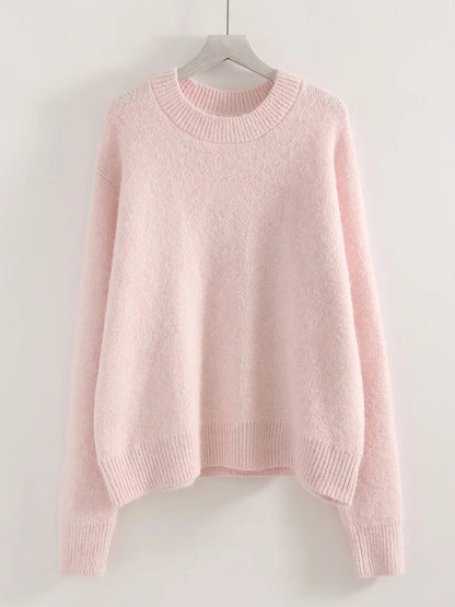 Warm Pullovers O Neck Knitwear Loose Knit Jumpers