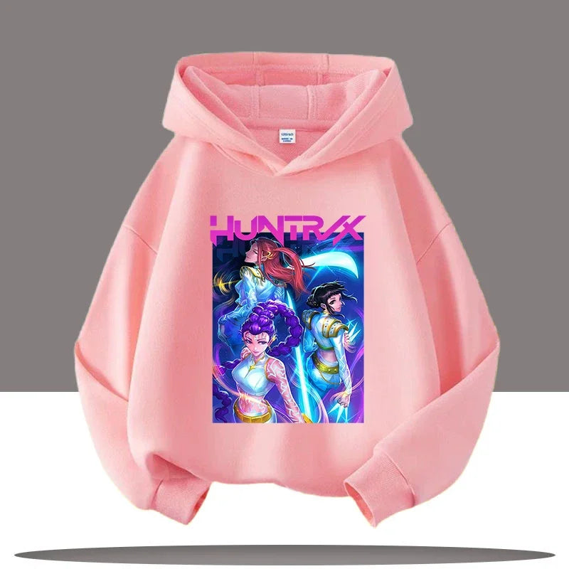 K-pop Demon Hunters Hoodies Boys Girls Long Sleeve Outerwear Saja Boys Print Hooded Coat for Children Fashion Pullover Kids Tops