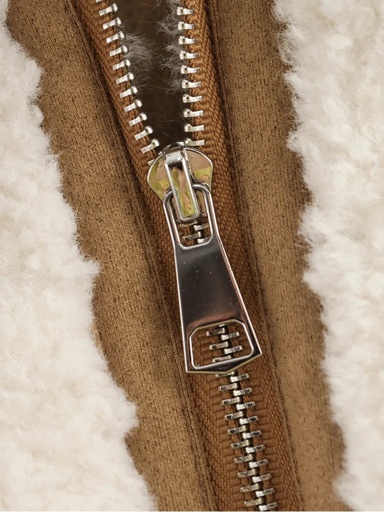 Lamb Wool One Coat European And American Style Lapel Loose