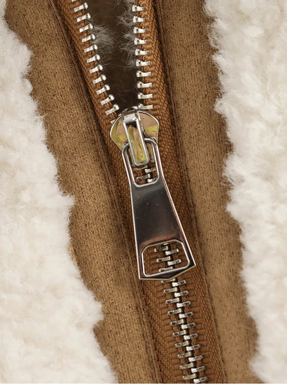 Lamb Wool One Coat European And American Style Lapel Loose