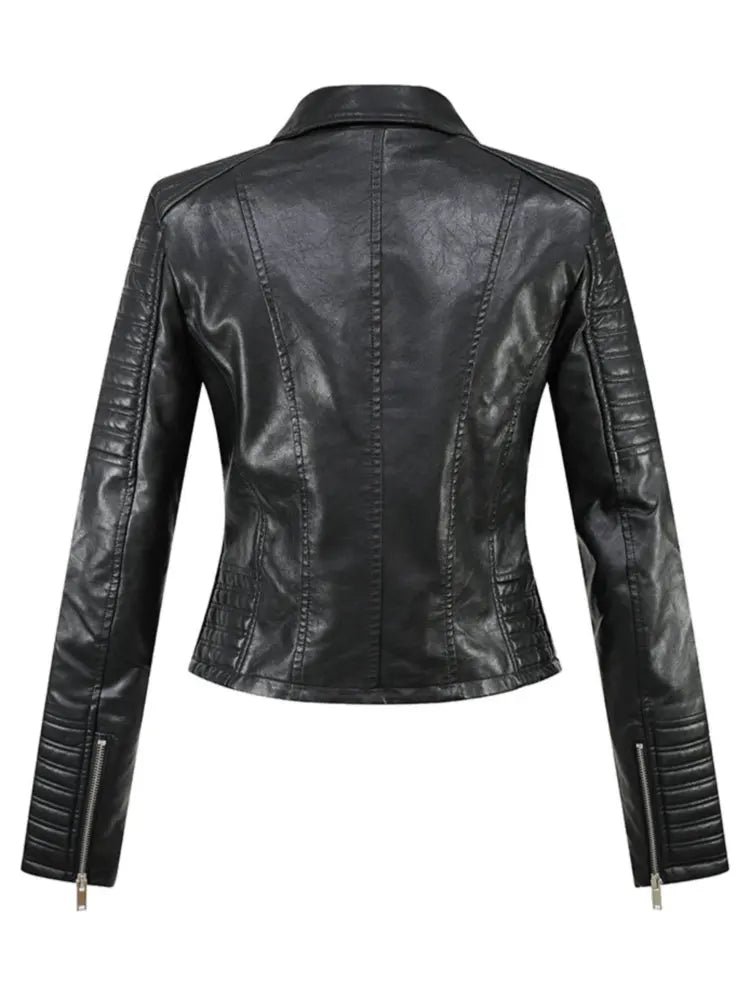 Motorcycle & Biker Faux Leather Jackets Female Vintage High Street Black Punk Coats Outerwear