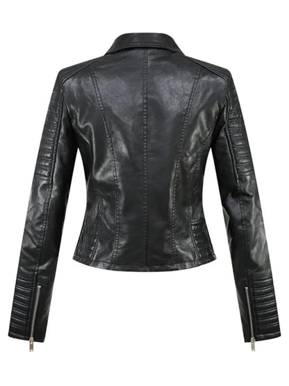 Motorcycle & Biker Faux Leather Jackets Female Vintage High Street Black Punk Coats Outerwear