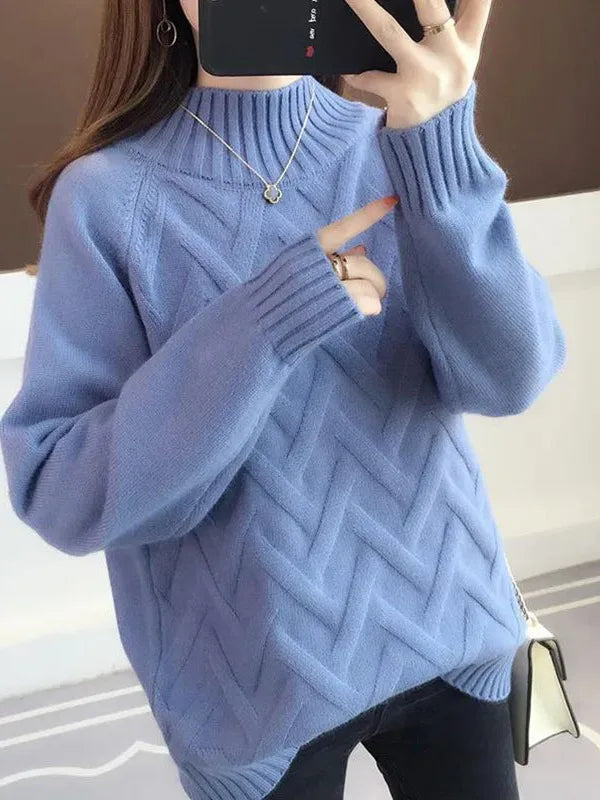 Women's Loose Fit Thiened f High Ne Knitwear Autumn Winter Inner Wear Casual Sle Korean Faion Long Sve Sweater