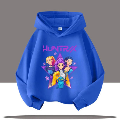 K-pop Demon Hunters Hoodies Boys Girls Long Sleeve Outerwear Saja Boys Print Hooded Coat for Children Fashion Pullover Kids Tops