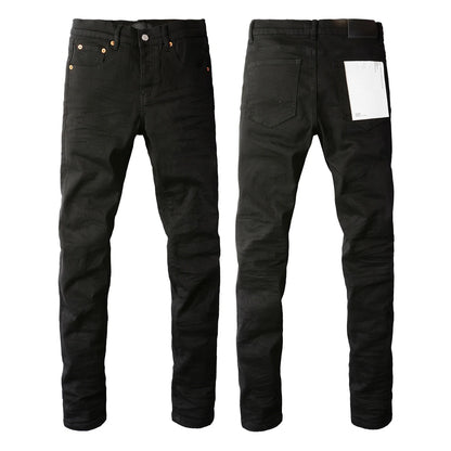2025 Jeans Man's High Street Blue Ripped Distressed Skinny Jeans Low Rise Denim Trousers Fashion Repair Pants 9003