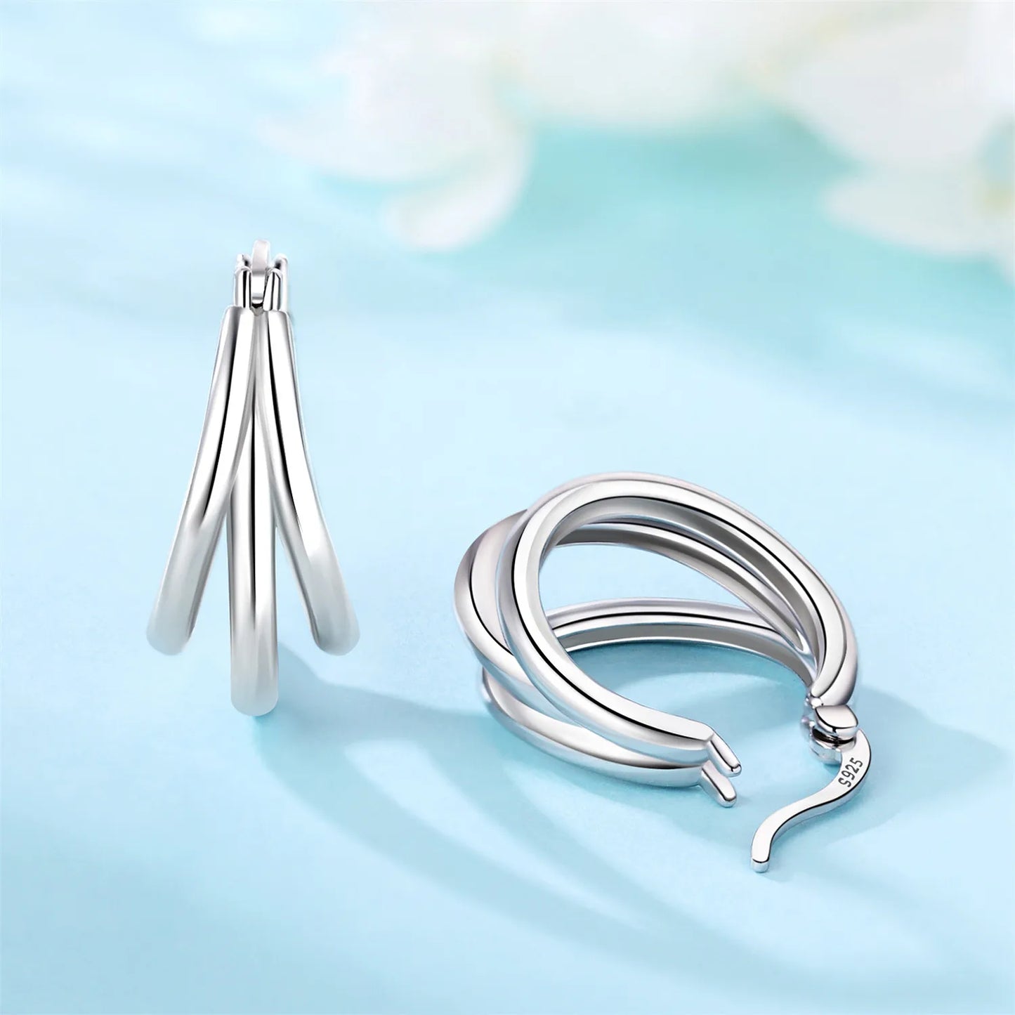 925 Sterling Silver Exquisite Multi-layer Ear Ring Jewelry Versatile Hoop Earrings For Women Jewelry Fine Birthday Party Gift
