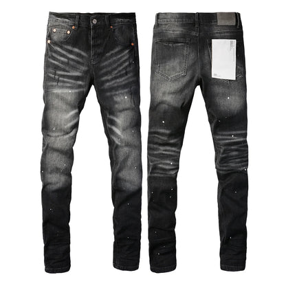 2025 Jeans Man's High Street Blue Ripped Distressed Skinny Jeans Low Rise Denim Trousers Fashion Repair Pants 9003