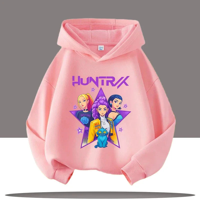 K-pop Demon Hunters Hoodies Boys Girls Long Sleeve Outerwear Saja Boys Print Hooded Coat for Children Fashion Pullover Kids Tops
