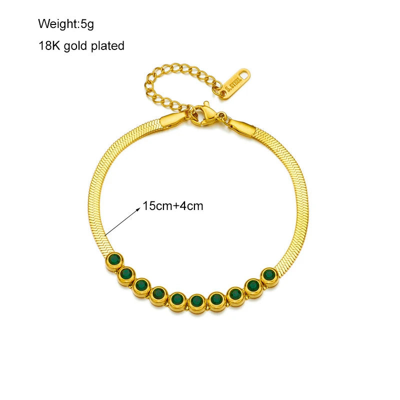 MEYRROYU 316 Stainless Steel Vintage Green Stone Heart Tassel Multilayer Charm Bracelet for Women Wedding Jewelry Beach брелок
