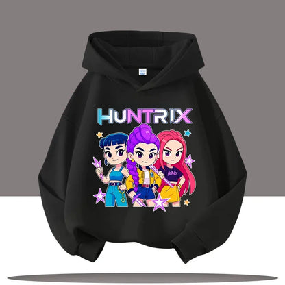 K-pop Demon Hunters Hoodies Boys Girls Long Sleeve Outerwear Saja Boys Print Hooded Coat for Children Fashion Pullover Kids Tops