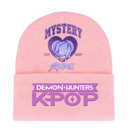 K-pop Demon Hunters Children Knit Hat Kawaii Cartoon Printed Beanie Autumn Girls Winter Outdoor Sports Warm Hat Birthday Gifts