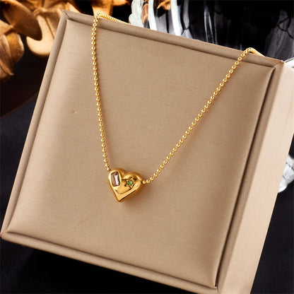 DIEYURO 316L Stainless Steel Heart Eye Square Butterfly Pendant Necklace For Women New Girls Choker Clavicle Chain Jewelry Gifts