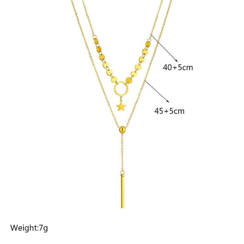 DIEYURO 316L Stainless Steel Heart Eye Square Butterfly Pendant Necklace For Women New Girls Choker Clavicle Chain Jewelry Gifts