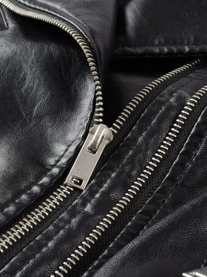 Motorcycle & Biker Faux Leather Jackets Female Vintage High Street Black Punk Coats Outerwear