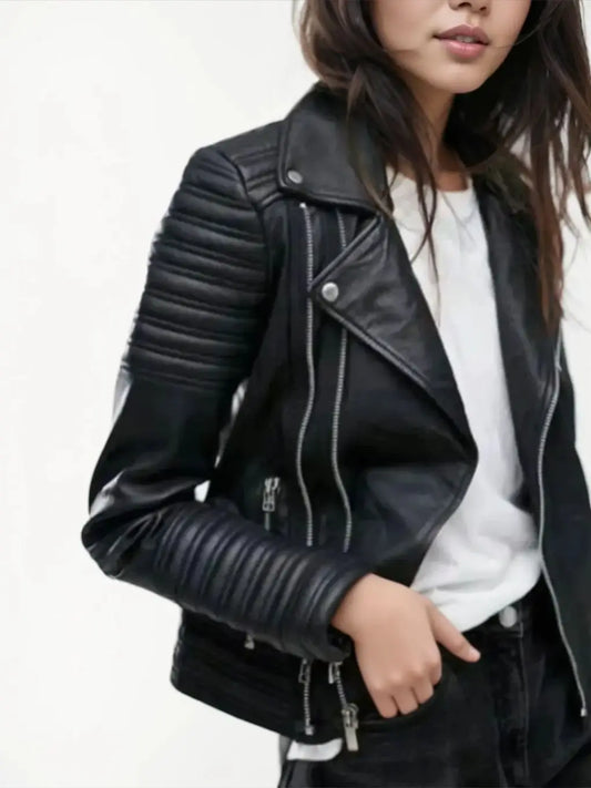 Motorcycle & Biker Faux Leather Jackets Female Vintage High Street Black Punk Coats Outerwear