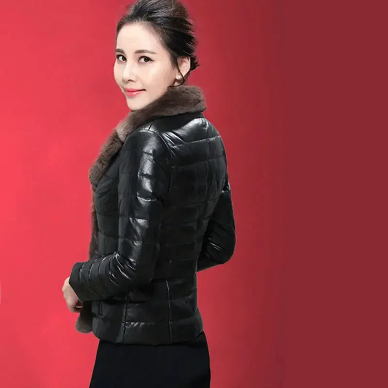 Luxury Vintage Cold Leather Biker Jacket Heavy Fleece