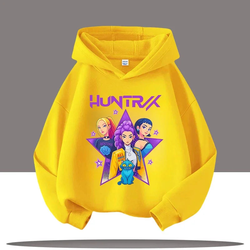K-pop Demon Hunters Hoodies Boys Girls Long Sleeve Outerwear Saja Boys Print Hooded Coat for Children Fashion Pullover Kids Tops