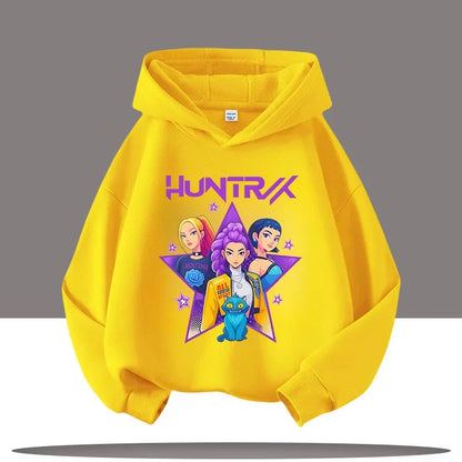 K-pop Demon Hunters Hoodies Boys Girls Long Sleeve Outerwear Saja Boys Print Hooded Coat for Children Fashion Pullover Kids Tops
