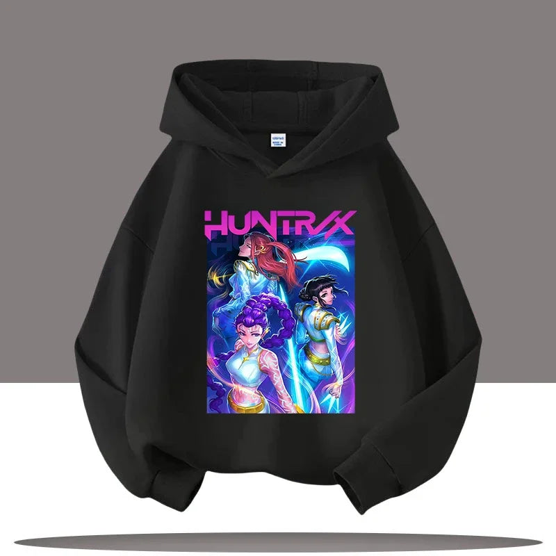 K-pop Demon Hunters Hoodies Boys Girls Long Sleeve Outerwear Saja Boys Print Hooded Coat for Children Fashion Pullover Kids Tops