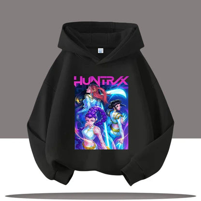 K-pop Demon Hunters Hoodies Boys Girls Long Sleeve Outerwear Saja Boys Print Hooded Coat for Children Fashion Pullover Kids Tops