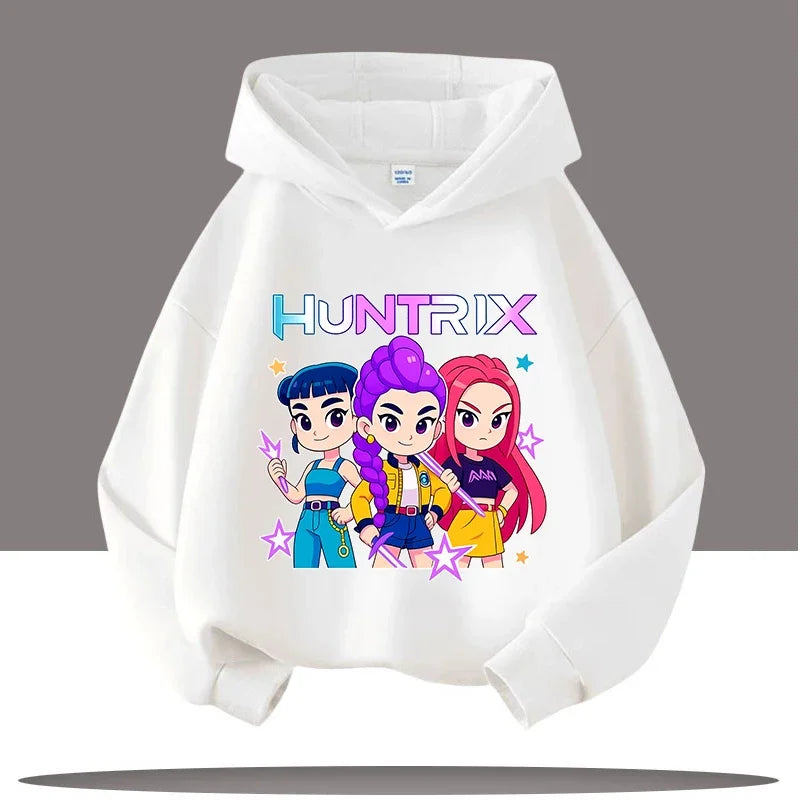 K-pop Demon Hunters Hoodies Boys Girls Long Sleeve Outerwear Saja Boys Print Hooded Coat for Children Fashion Pullover Kids Tops