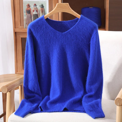 Cashmere Sweater Solid Color Long-Sleeved Wool Knit Bottoming Sweater Loose Top