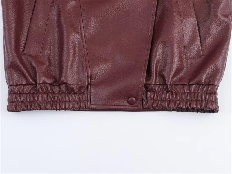 Pebble Faux Leather Jacket Motorcycle Style Personality