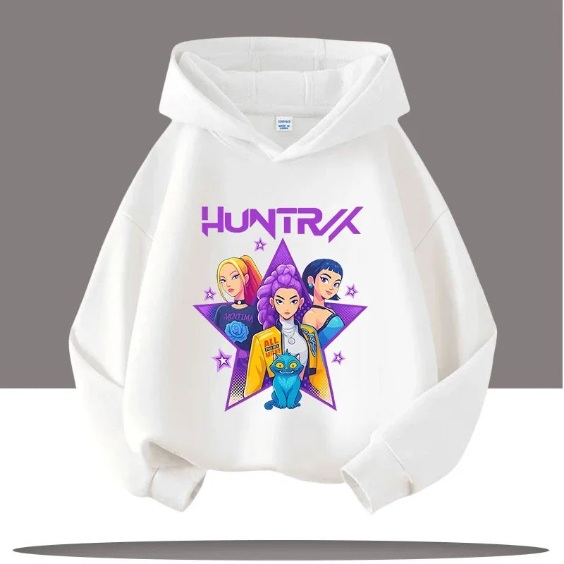 K-pop Demon Hunters Hoodies Boys Girls Long Sleeve Outerwear Saja Boys Print Hooded Coat for Children Fashion Pullover Kids Tops