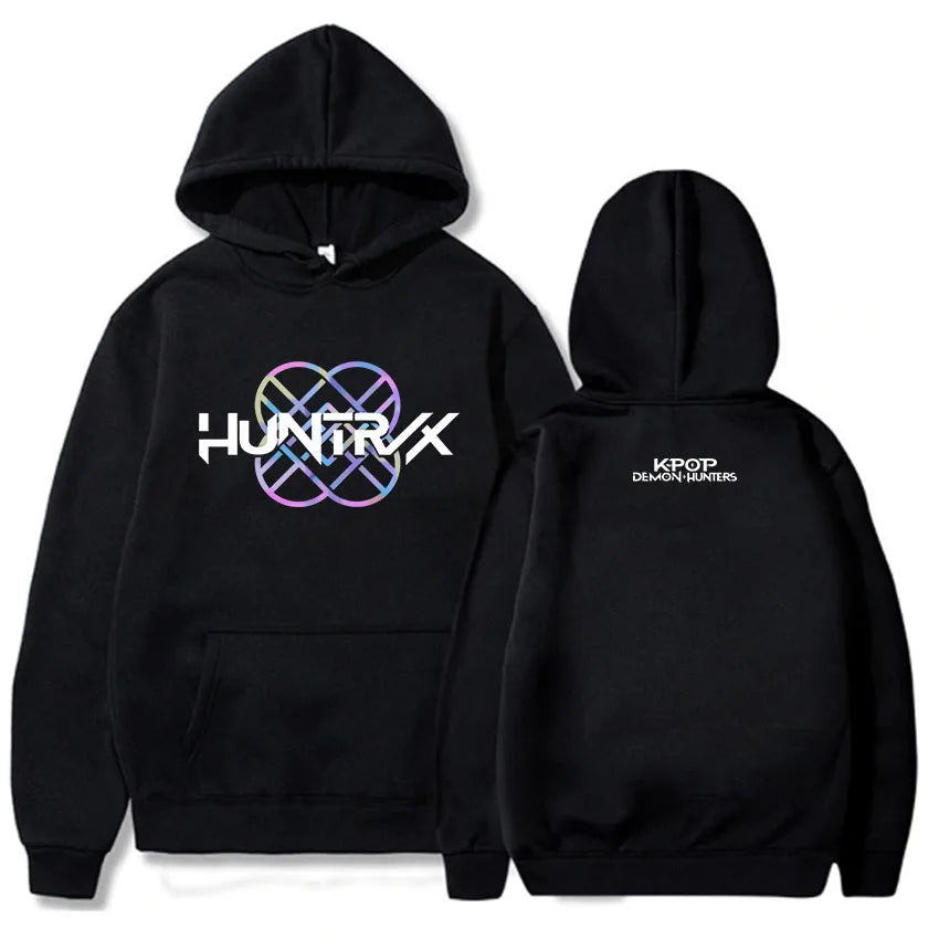 KPop Demon Hunters Huntrix Logo Hoodie Men's Loose Movie Print Hoodie Hot Selling Pattern Autumn/Winter Hoodie Men's Top